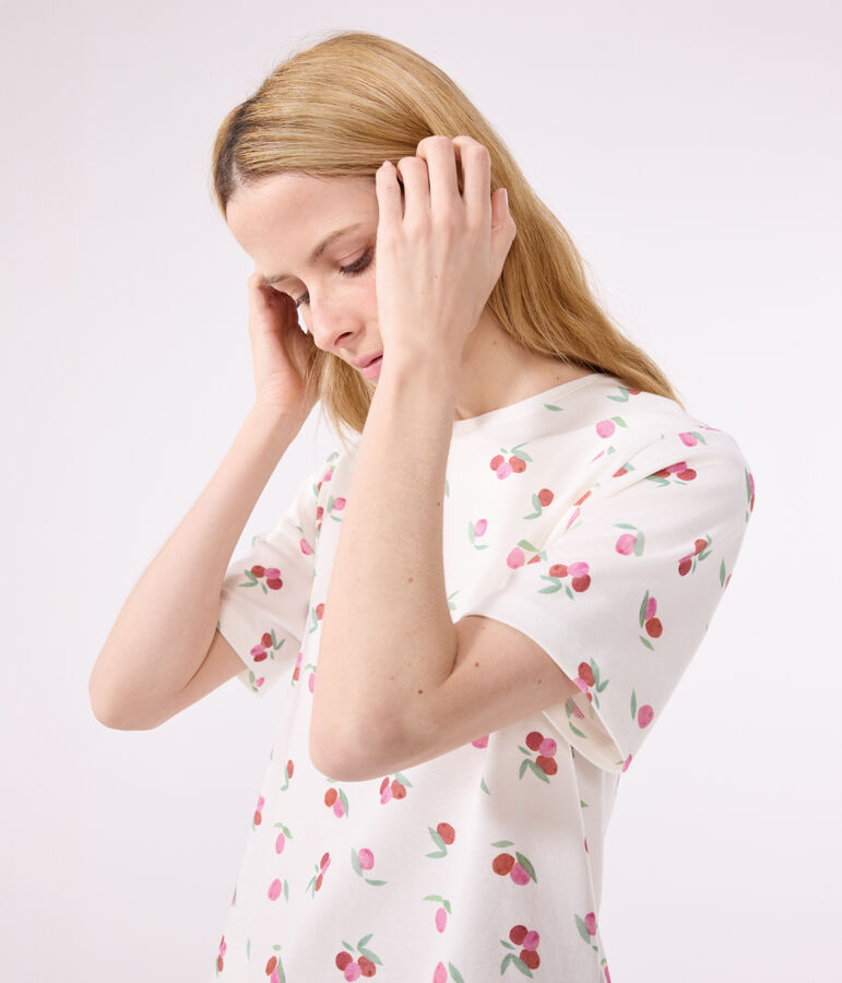 Damen-Kurzpyjama aus Baumwolle mit Frucht-Motiv weiss/vielfarbig