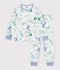 Kinder-Pyjama aus Molton mit Drachenmotiv weiss/vielfarbig