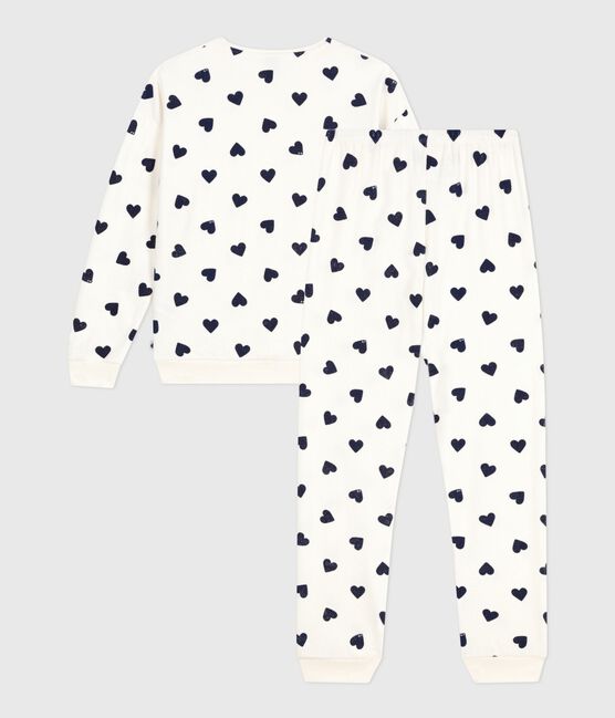Damen-Pyjama aus Baumwoll-Frottee mit Herzmotiv blau MILK/ SOIR