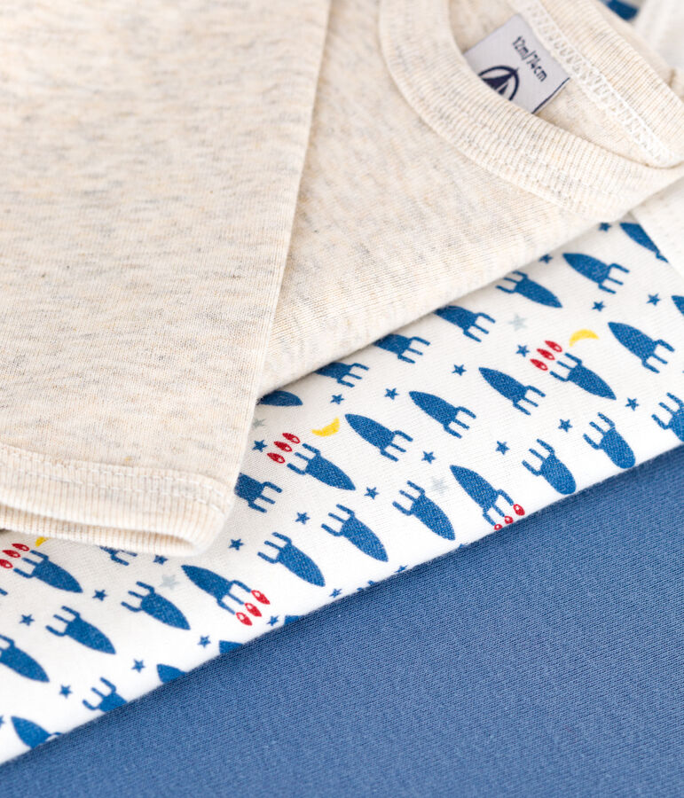 3er-Set lang&auml;rmelige Bodys aus Baumwolle mit Raketen-Motiv f&uuml;r Babys vielfarbig