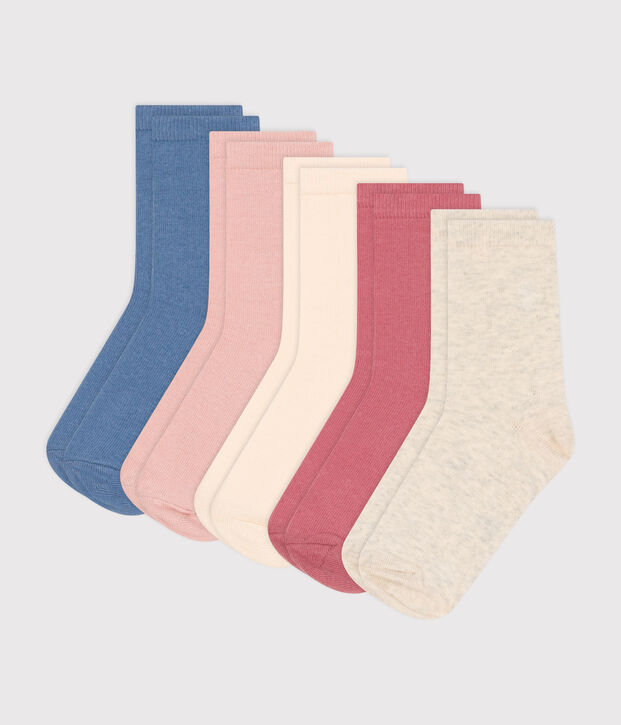 5er-Set Kinder-Socken aus einfarbiger Baumwolle vielfarbig