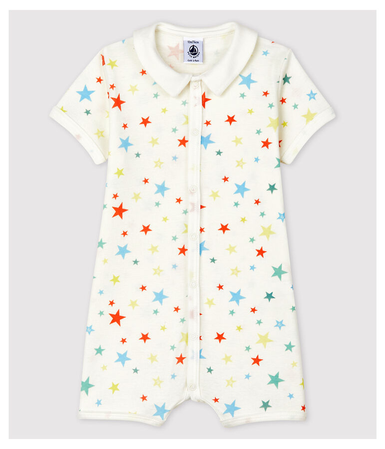 Einteiler aus Bio-Baumwolle mit farbigen Sternen weiss/vielfarbig