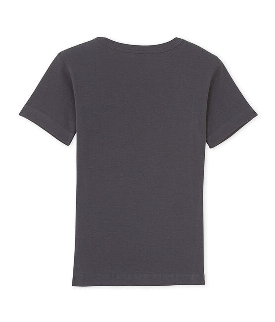 Jungen-T-Shirt mit V-Ausschnitt und Motiv grau Maki