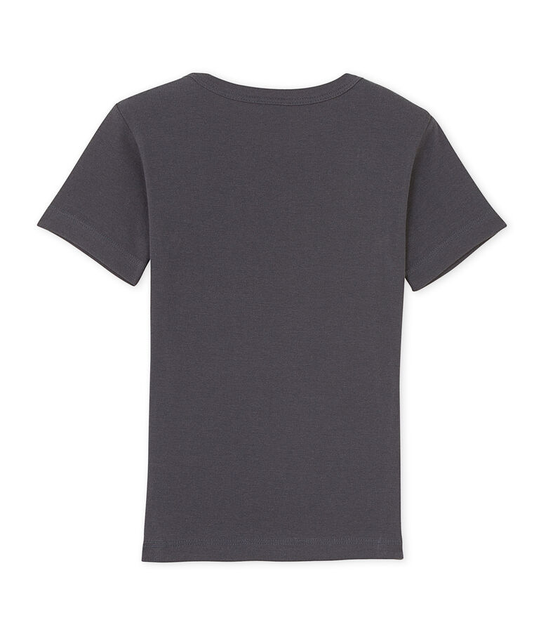 Jungen-T-Shirt mit V-Ausschnitt und Motiv grau Maki