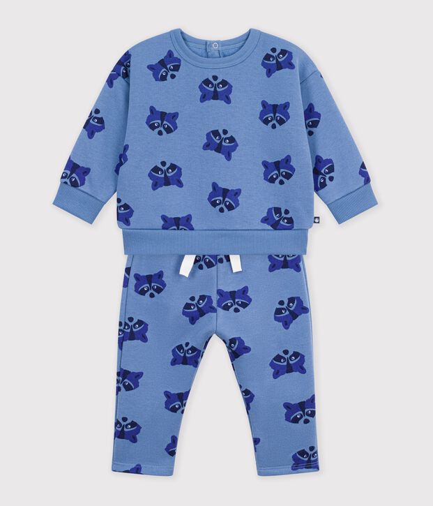 Baby-Set Sweatshirt und Hose aus Baumwolle mit Tiermotiv blau/vielfarbig