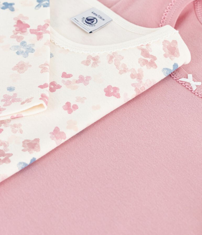 Set lang&auml;rmeliger Kinder T-Shirts aus Baumwolle mit Blumenmuster vielfarbig
