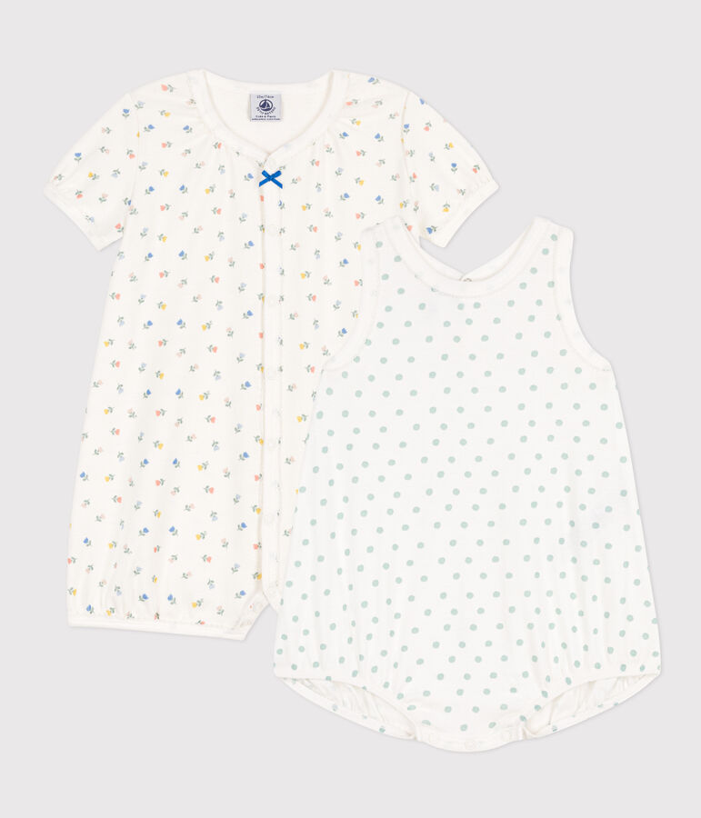 2er-Set gebl&uuml;mte Baby-Kurzoveralls aus Baumwolle vielfarbig
