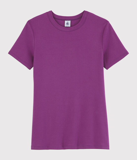 Damen-T-Shirt aus Baumwolle mit Rundhalsausschnitt violett HIBISCUS