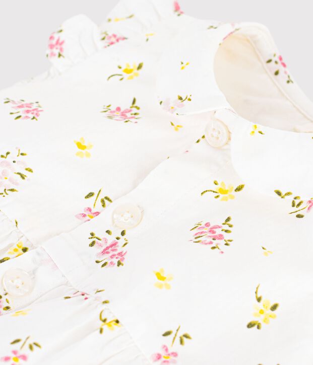 Baby-Overall aus Baumwolle mit Blumenmuster weiss/vielfarbig