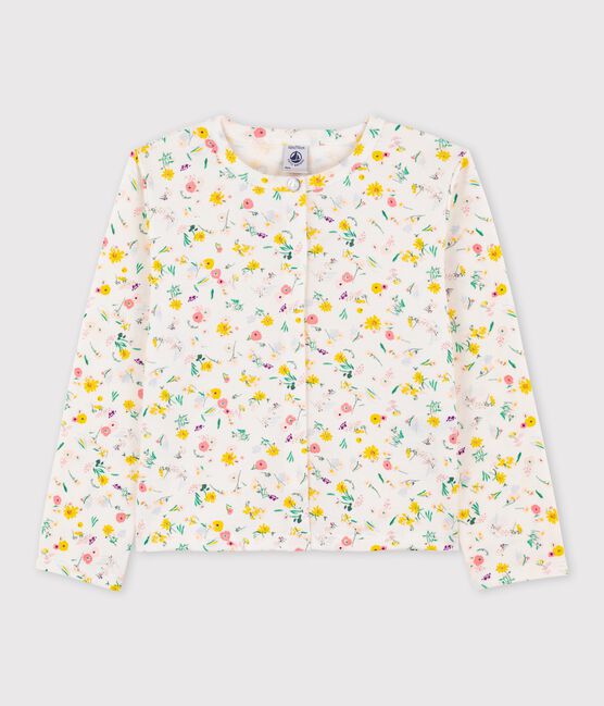 Kinder-Cardigan aus Baumwolle für Mädchen weiss MARSHMALLOW/weiss MULTICO