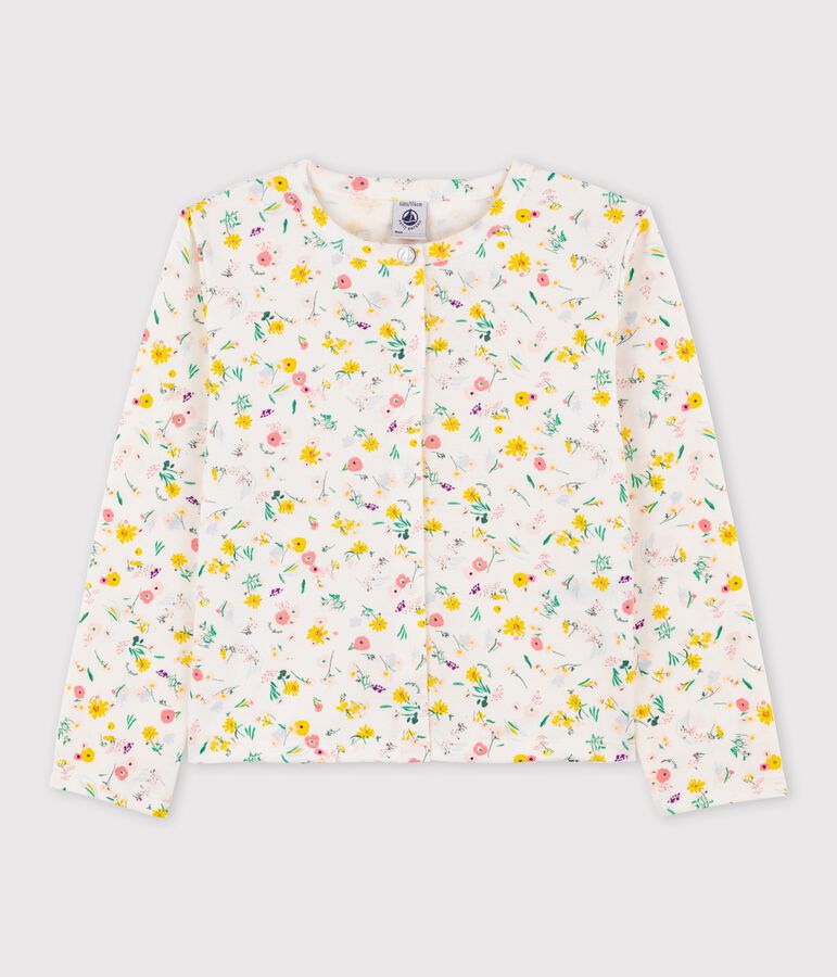 Kinder-Cardigan aus Baumwolle f&uuml;r M&auml;dchen weiss/vielfarbig