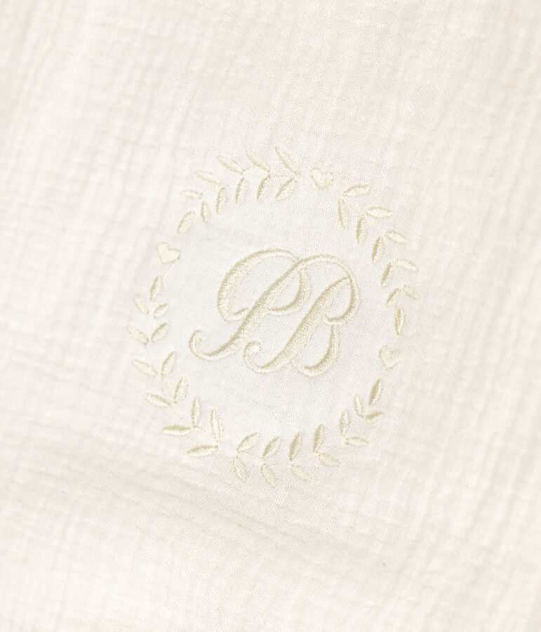 Newborn-K&ouml;fferchen aus besticktem Musselin-Stoff weiss