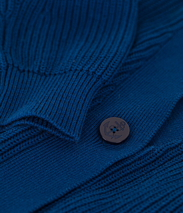 Damen-Cardigan aus Baumwolle, in Patentmuster gestrickt blau