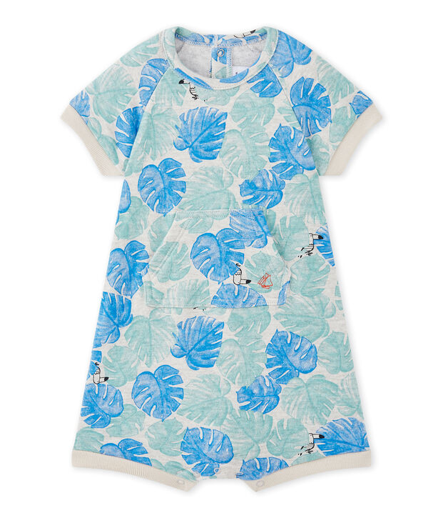 Kurzer Baby-Jungen-Einteiler mit Aufdruck grau/vielfarbig