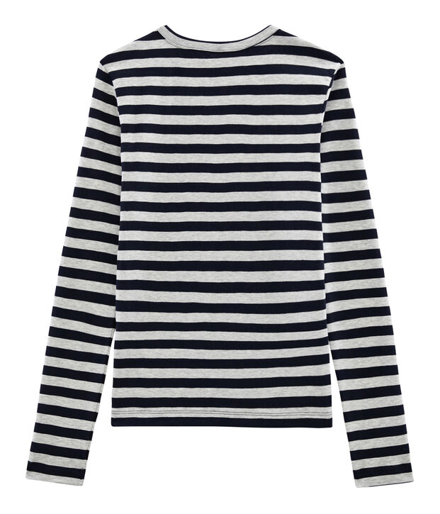 Emblematisches lang&auml;rmliges T-Shirt f&uuml;r Damen blau/grau