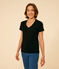 Damen-T-Shirt LE DROIT aus Baumwolle mit V-Ausschnitt blau SMOKING