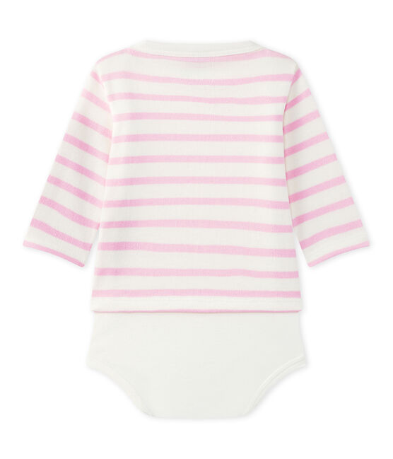 Langärmeliger Baby-Body im maritimen Stil weiss MARSHMALLOW/rosa BABYLONE