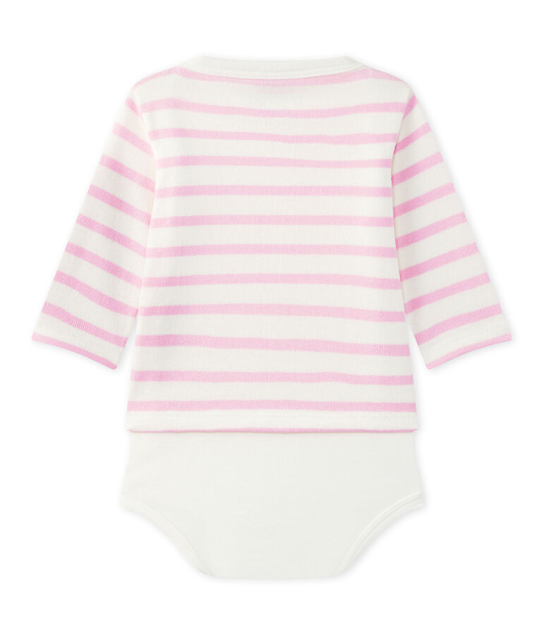 Lang&auml;rmeliger Baby-Body im maritimen Stil weiss/rosa