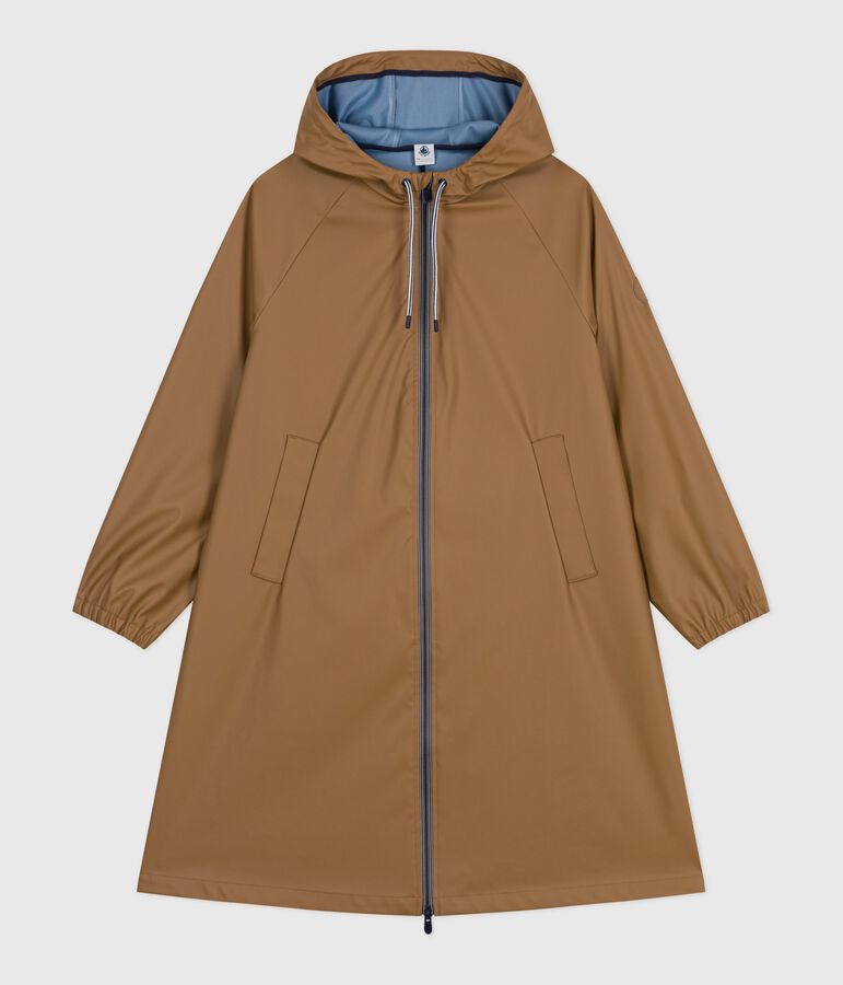 Lange Damen-Regenjacke mit zwei Farben braun