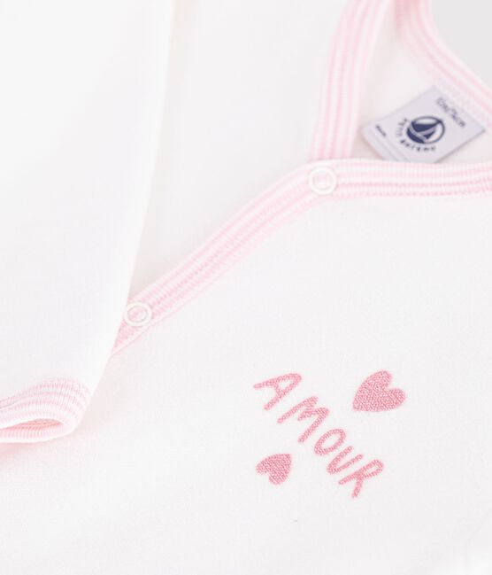 Strampler aus einfarbigem Nicki weiss MARSHMALLOW