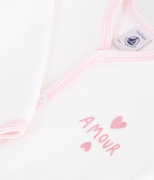 Strampler aus einfarbigem Nicki weiss