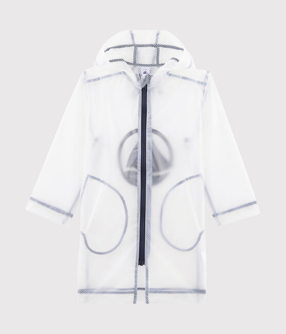 Lange, transparente Kinder-Regenjacke Unisex blau TRANSPARENT