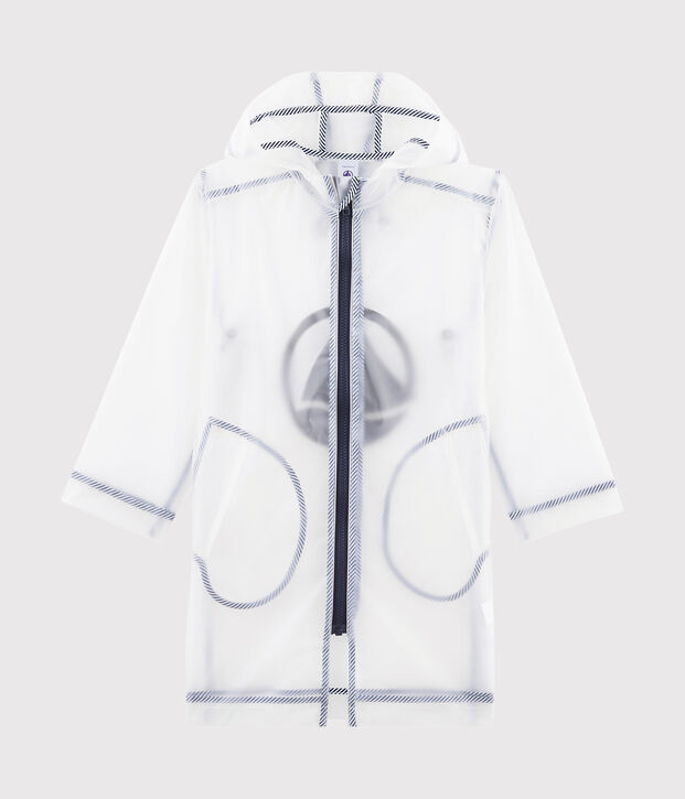 Lange, transparente Kinder-Regenjacke Unisex blau