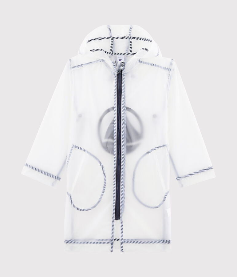 Lange, transparente Kinder-Regenjacke Unisex blau TRANSPARENT