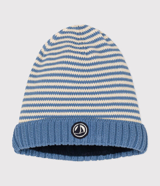 Baby-Strickmütze mit Fleece-Futter blau BEACH/ AVALANCHE