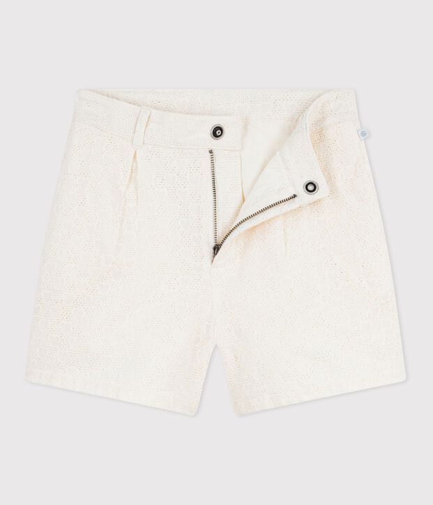 Kinder-Shorts aus Baumwolle mit Herzmotiv weiss