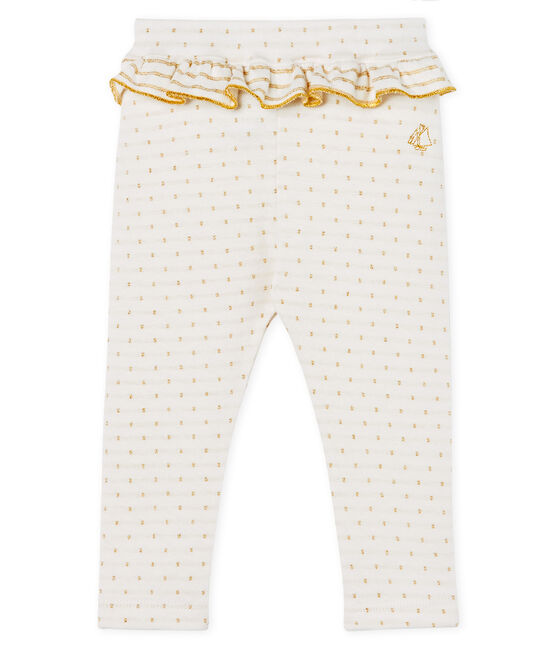 Baby-Legging mit Volants Mädchen weiss MARSHMALLOW/gelb OR