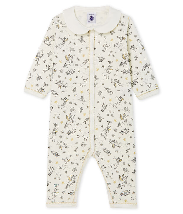 Baby-Strampler ohne Fu&szlig; aus Rippstrick f&uuml;r M&auml;dchen weiss/vielfarbig
