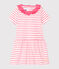 Gestreiftes Baby-Kleid mit Rüschenkragen für Mädchen weiss MARSHMALLOW/rosa CUPCAKE