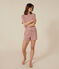 Damen-Pyjama bestehend aus kurzer Hose und T-Shirt aus gestreifter Baumwolle FAMEUX/ MARSHMALLOW