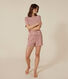 Damen-Pyjama bestehend aus kurzer Hose und T-Shirt aus gestreifter Baumwolle
