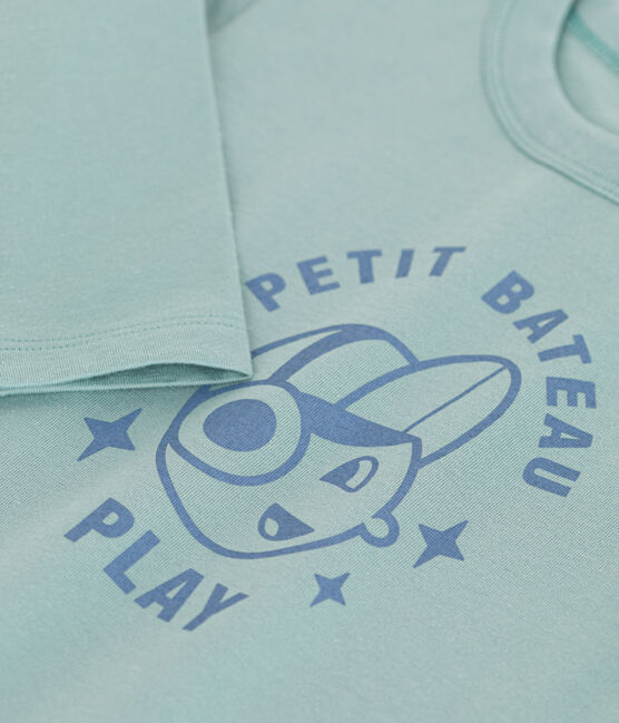 Langärmeliges Kinder-T-Shirt aus feinem Jersey für Jungen grün PAUL