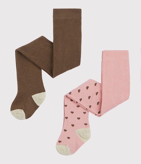 2er-Set Baby-Strumpfhosen für Mädchen rosa CHARME/weiss MULTICO