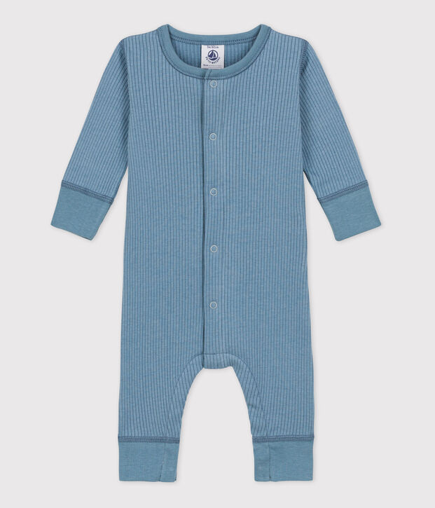 Langer Baby-Overall aus Rippstrick blau