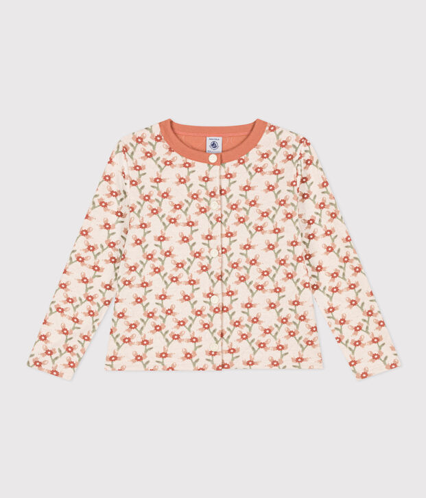 Kinder-Cardigan aus gestepptem Doppeljersey mit Aufdruck f&uuml;r M&auml;dchen naturfarben/vielfarbig