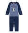 Jungen-Schlafanzug mit Wolfsmotiv blau SURF/blau MAJOR/ ECUME