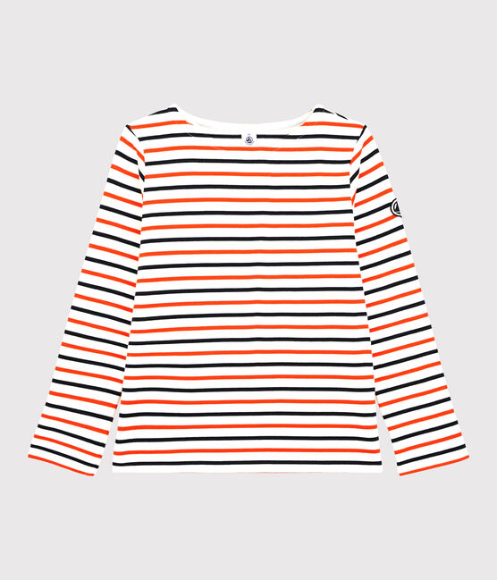 Streifenshirt aus Baumwolle Damen weiss MARSHMALLOW/ SMOKING/ CAROTTE
