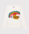 Langärmeliges Kinder-T-Shirt aus Baumwolle für Mädchen weiss MARSHMALLOW