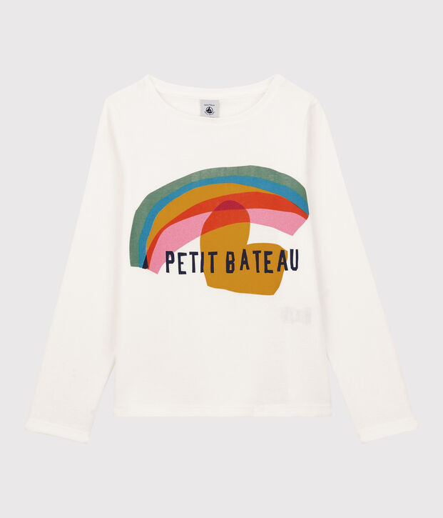 Lang&auml;rmeliges Kinder-T-Shirt aus Baumwolle f&uuml;r M&auml;dchen weiss