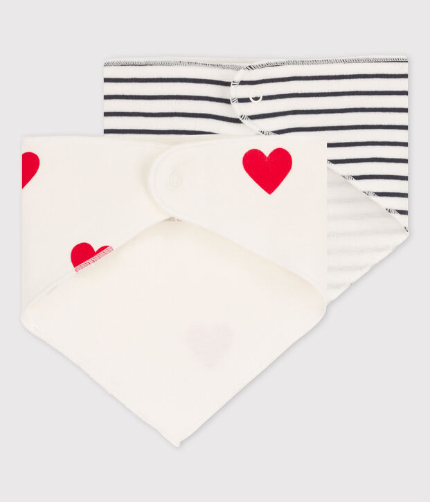 2er-Set Baby-Bandana-L&auml;tzchen aus Baumwolle mit Herzmotiv vielfarbig