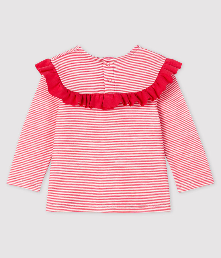 Lang&auml;rmelige Baby-Bluse f&uuml;r M&auml;dchen rosa/weiss