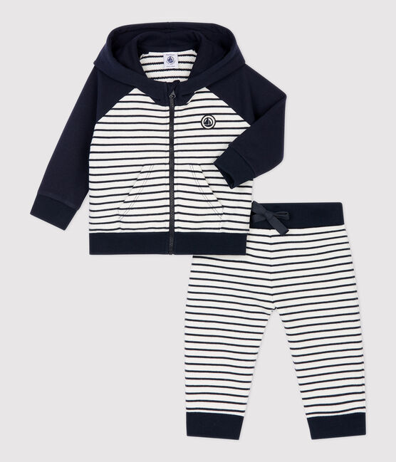 Baby-Jogginganzug aus Molton blau SMOKING/weiss MARSHMALLOW