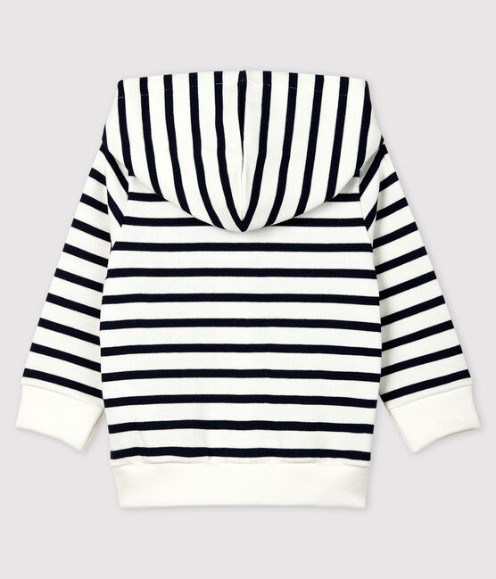 Baby-Kapuzensweatshirt aus Jersey für Jungen weiss MARSHMALLOW/blau SMOKING