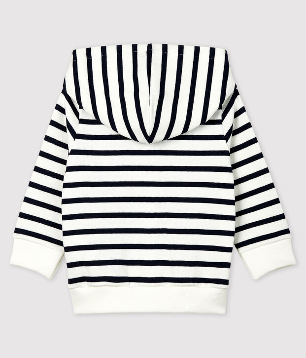 Baby-Kapuzensweatshirt aus Jersey f&uuml;r Jungen weiss/blau