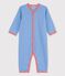 Gestreifter Baby-Strampler aus Bio-Baumwolle ohne Füße blau BRASIER/grau MARSHMALLOW