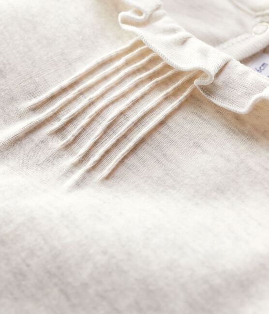 Langärmeliges Kinder-T-Shirt aus Baumwolle für Mädchen beige MONTELIMAR CHINE